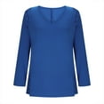 thumbnail image 2 of BXINGOHAI Women's Plus Size Henley Shirts V Neck Button Tunic Tops Casual Long Sleeve Flowy Blouse Blue 3XL, 2 of 5