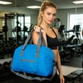thumbnail image 2 of Lightweight Sports Gym Bag with Pocket, Water Resistant Travel Tote for Women Men, Foldable Portable Carry On Weekender Overnight Bag for Swimming Yoga Fitness Activity Storage, 2 of 7