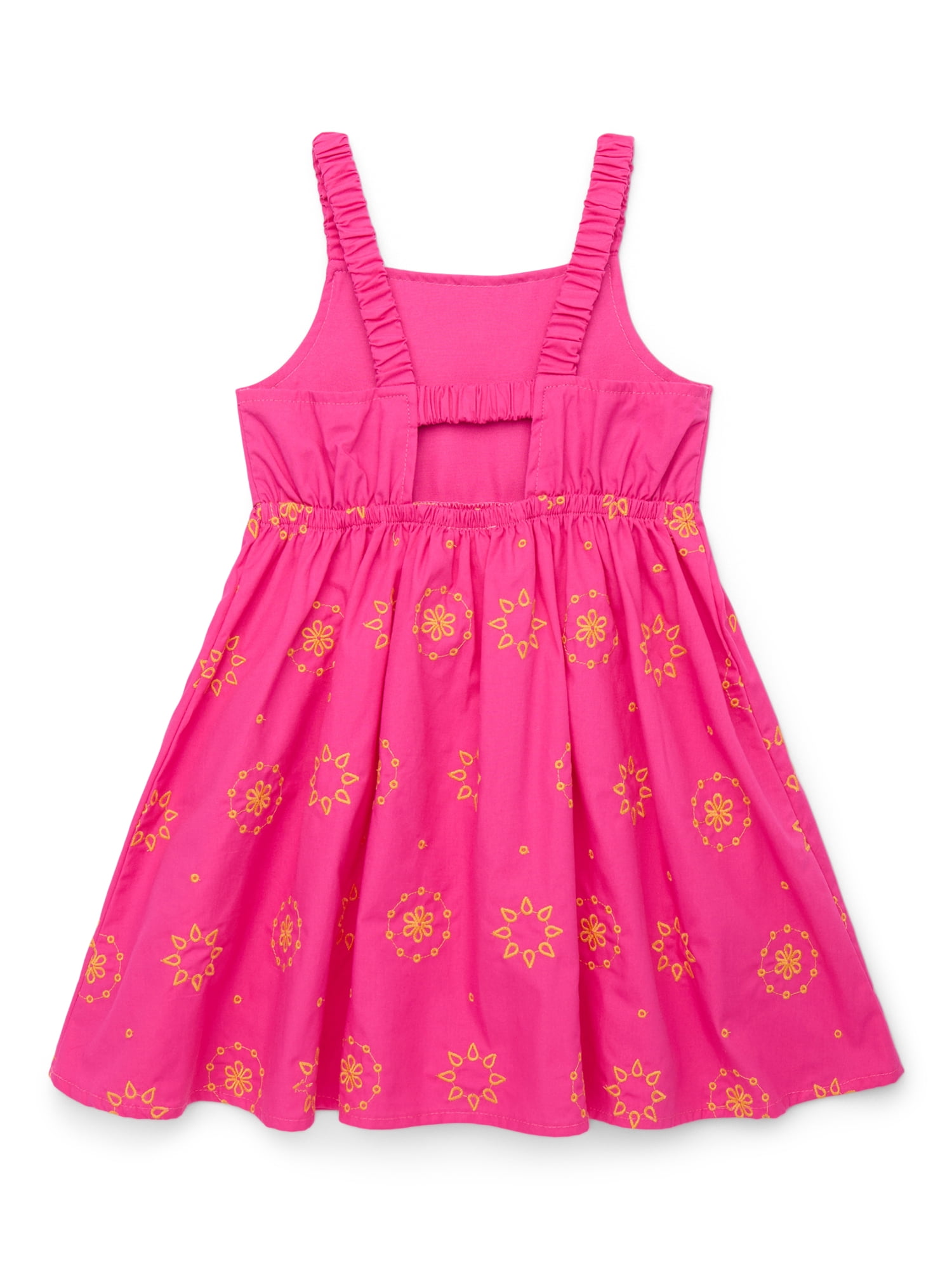 Wonder Nation Toddler Girls Cotton Sleeveless Floral Embroidered Dress, Sizes 12M-5T