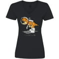 thumbnail image 3 of Inktastic Space Force Dinosaur Astronaut Women's V-Neck T-Shirt, 3 of 5