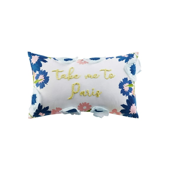 Jla Home Take Me to Paris Decorative Pillow,14 X 20, Navy