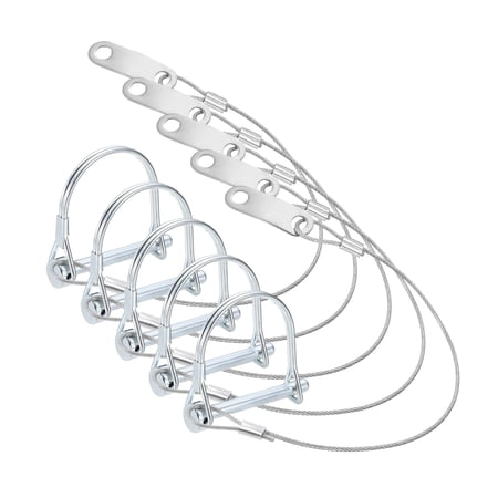 Uxcell 5pcs Trailer Coupler Pin with Quick Release Ring (15/64 x 1-15/16 ) - Carbon Steel Wire Trailer Locking Hitch Pins with Anti-Lost Towing Rope for Towing Wagons/ Lawn/Farm/Garden