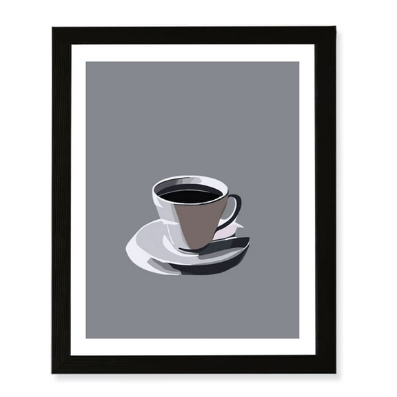 Designs ByLITA Cup of Coffee, 11 x 14 Black Wall Print (Framed) | Kitchen Decor