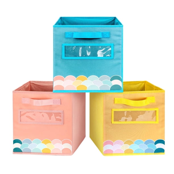 Cajas de almacenamiento ABCKEY cubo 28 cm de tela con asa, paquete de 3