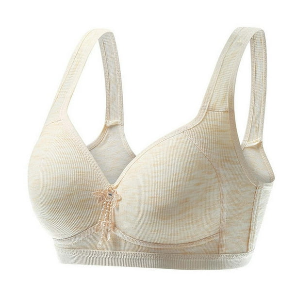 KORSIS Lady Soft Cotton Wirefree Bras Front Closure Unlined Basic