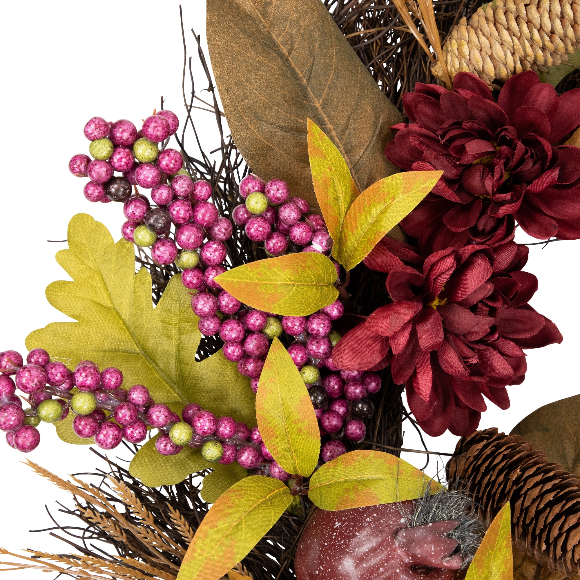 Northlight Mums and Pomegranates Artificial Fall Harvest Floral Wreath 28-Inch