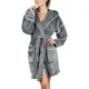 thumbnail image 2 of Albornoz de rizo para mujer - capucha - largo - 60% algodón gris claro XL, 2 of 5