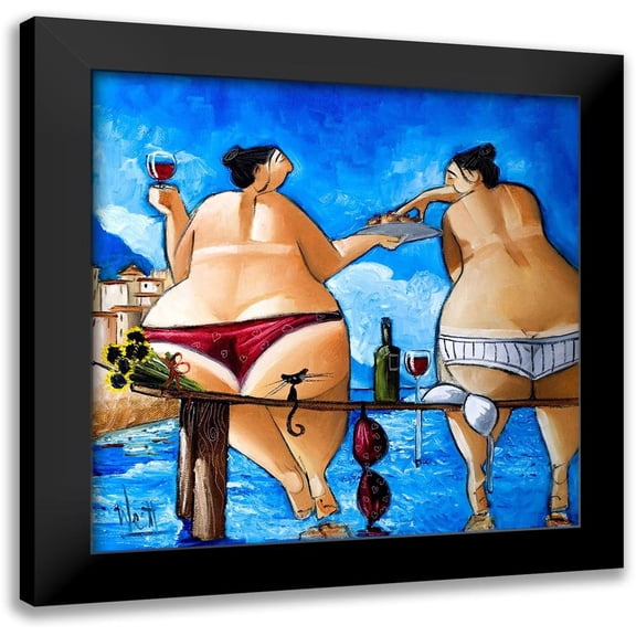 West, Ronald 12x12 Black Modern Framed Museum Art Print Titled - Wine and Cake