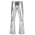 thumbnail image 4 of vastwit Men's Shiny Metallic Bell Bottom Flares Trousers 70s Disco Dance Vintage Long Pants Silver XL, 4 of 7