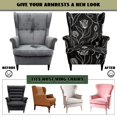 thumbnail image 6 of HELLHERO Black White Tulip Pattern Spandex Fabric Wingback Chair Covers with Stretch, Non-slip Wingback Chair Slipcover for Indoor Living Room, 6 of 7