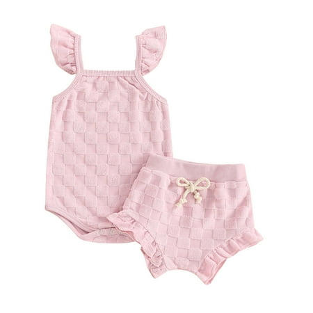 

Darzheoy Baby Girls Outfits Fashion Casual Suspender Rompers And Shorts Versatile Loose Loungewear 2 Piece Solid Color Sleeveless Summer Sets Size 0 Month-12 Months