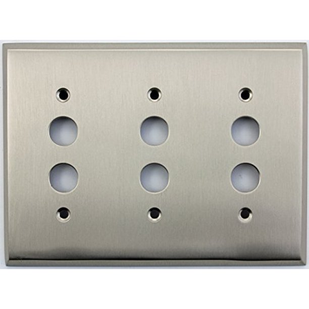 Classic Accents Satin Nickel 3 Gang Push Button Light Switch Wall Plate