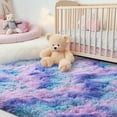 thumbnail image 7 of ZENELESS 9'x12' Tie-Dye Blue Rainbow Plush Shaggy Rug, Extra Large Soft Indoor Modern Fluffy Carpet for Stylish Home Decor, 7 of 7