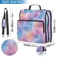 thumbnail image 3 of Water-Resistant 3-Ring Binder Organizer with Multiple Pockets Zipper Binder Bag for Office Watercolor Powder Blue Pattern, 3 of 8