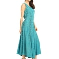 thumbnail image 4 of Sakkas Maya Floral Embroidered Sleeveless Button Up Rayon Dress - Turquoise - 3X/4X, 4 of 5