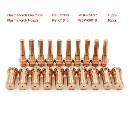 

Lierteer 20pcs CP-90 Plasma Torch C1368 Electrode C1848 Tip 1.2mm 50-70A for Cebora CP91