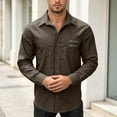 thumbnail image 5 of Cmfcve Button Down Shirts for Men Long Sleeve Solid Office Work Tops Lapel Collar Casual Loose Fit Classic Shirts, 5 of 7
