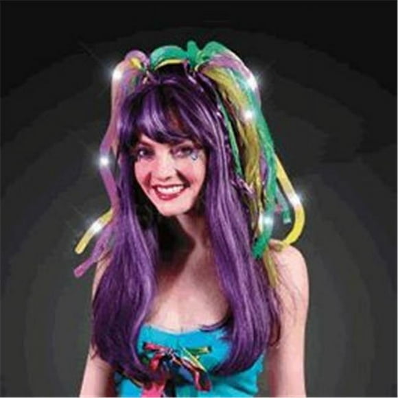 Blinkee 5000012 Purple Gold and Green Mardi Gras LED Noodle Headband Flashing Dreads