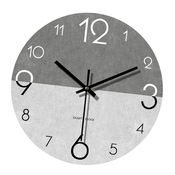 Reloj de pared, reloj decorativo, madera minimalista, 30 cm, adorno único de arte de pared Gris oscuro claro