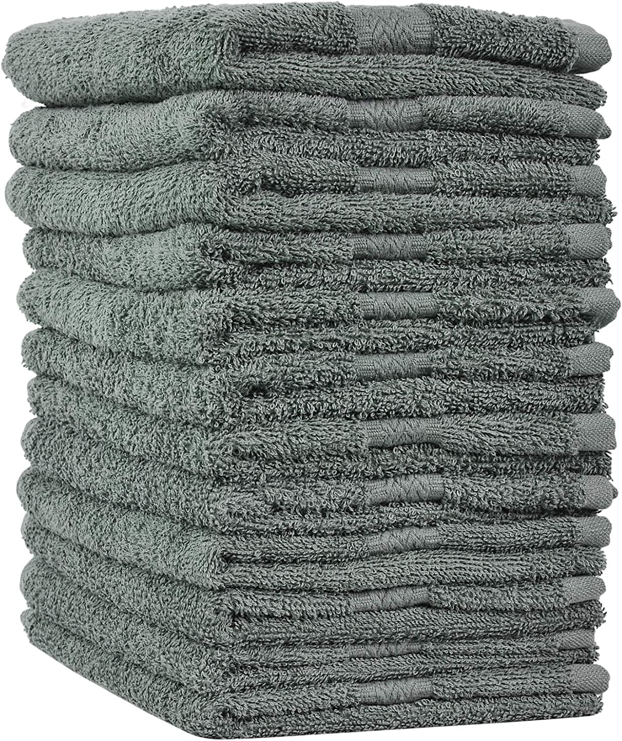 Linteum Textile Supply Premium Hand Towels (Grey) Absorbent Towel Set with Ring Spun 100% Cotton Material for Hotel, Salon, Gym & More (12-Pack, 16x27 inches)