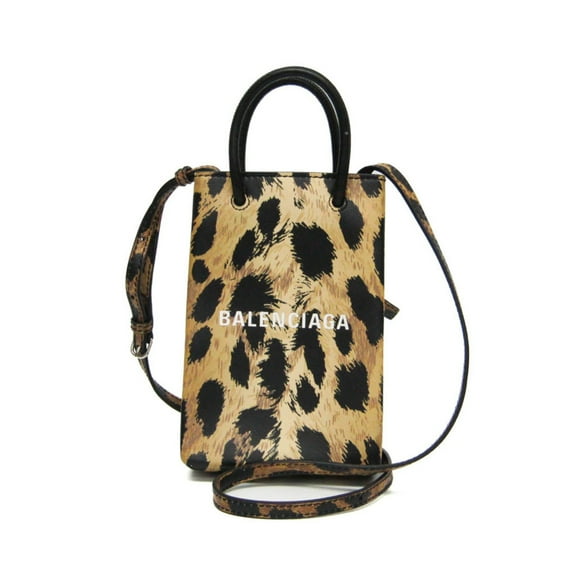 Pre-Owned Balenciaga Shopping Phone Holder Shoulder Mini Bag Leopard Print 593826 Men,Women...