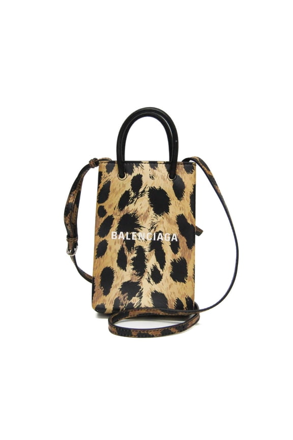 Pre-Owned Balenciaga Shopping Phone Holder Shoulder Mini Bag Leopard Print 593826 Men,Women...