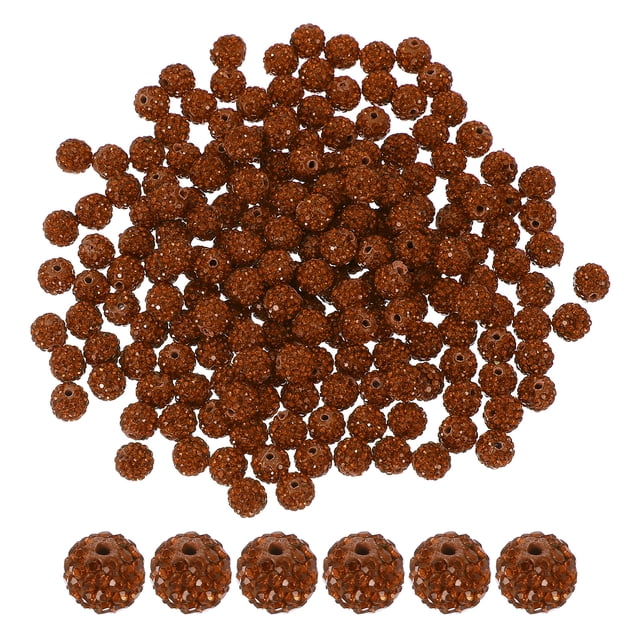 Uxcell Perles en Strass pour Fabrication de Bijoux, Perles Rondes Brillantes Disco Marron