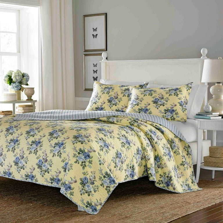 Laura Ashley Linley Reversible Cotton Quilt Set, Full/Queen