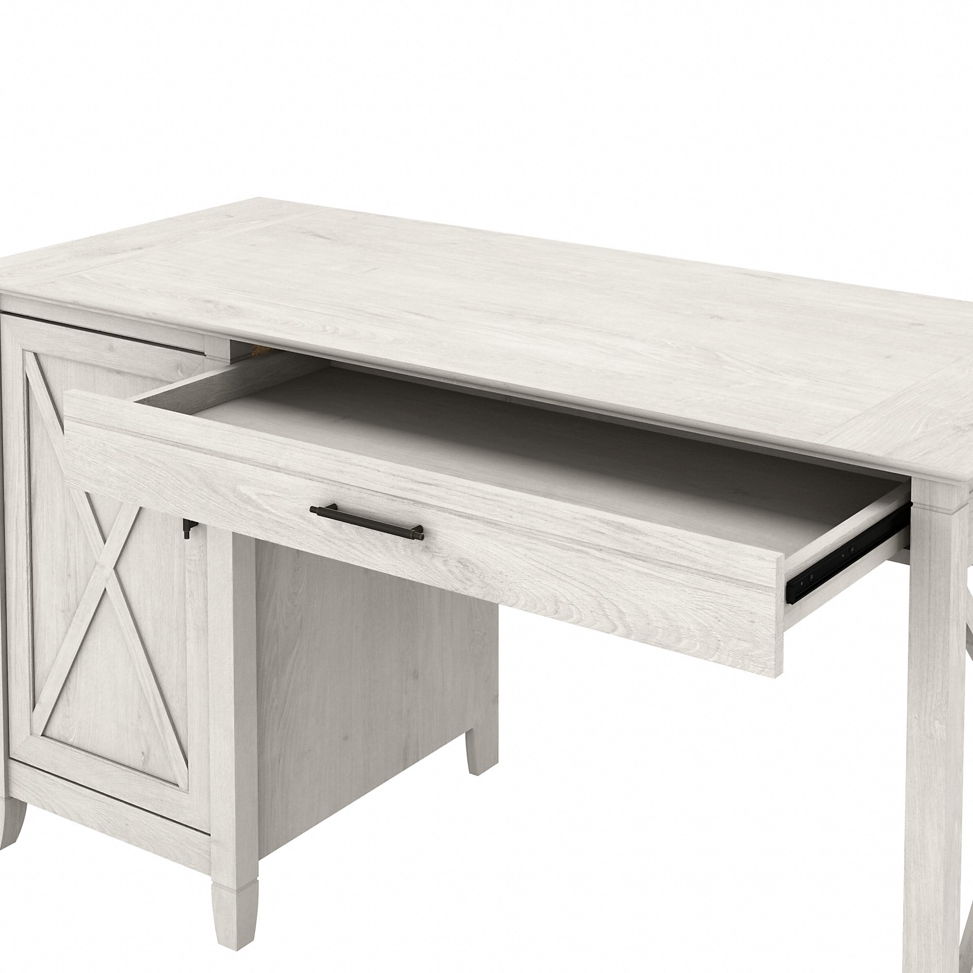 Key West 54W Computer Desk with Storage in Linen White Oak - Engineered Wood