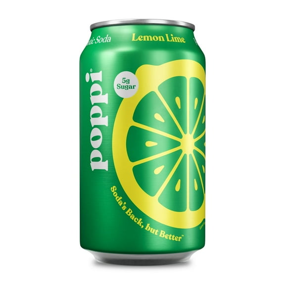 Poppi Lemon Lime Prebiotic Soda, 12 oz can, 6 packs
