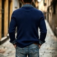 thumbnail image 3 of MexChoioe Mens Fall Casual Knit Cardigan Lapel Collar Denim Spliced Open Front Design Loose Cut Daily Coat for Mens, 3 of 6