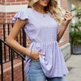 thumbnail image 4 of Mittory Women's Peplum Tops Tie Flutter Short Sleeve Blouse Eyelet Peasant Lace Top, 4 of 7