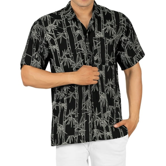 HAPPY BAY Men's Hawaiian Shirt Vacation Beach Shirts Casual Button Down Short Sleeve Dress Shirts for Men M Sable, Palm Tree