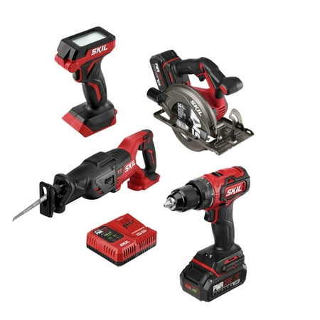 UPC: 0039725000842 | SKIL 20V PWR Core Cordless Drill Combo Kit  Drill Driver  Circular Saw  Reciprocating Saw  LED light