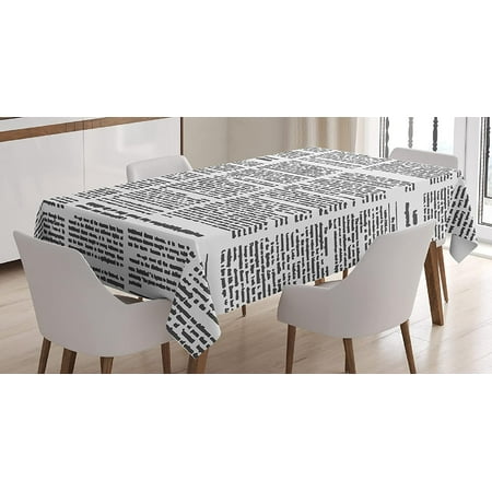 

Old Newspaper Tablecloth Close up View of Aged Journal Page Headings News Articles Columns Rectangular Table Cover for Dining Room Kitchen Decor 60 X 84 Charcoal Grey