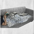 thumbnail image 6 of Winter Soft Flannel Fleece Blanket, Barren Tree Silhouette Snowflake Leaves Hand Drawn Interpretation Snow Season, Cozy Plush for Indoor and Outdoor Use, 70" x 90", Blue Black White, by Ambesonne, 6 of 6
