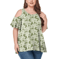 thumbnail image 1 of CHOK Women‘s Plus Size Cold Shoulder Tunic Top Summer Short Sleeve Blouse, 1 of 7