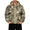 thumbnail image 2 of CharmCyan Men's Hooded Puffer Jacket with Camouflage Print Full Zip Closure Water Resistant Outerwear Casual Fit Winter Coat Light Green 2XL, 2 of 2
