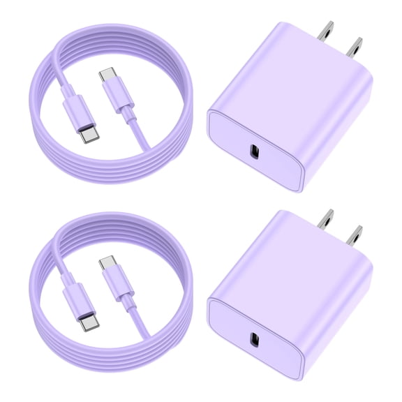 iPhone 17 16 15 Charger Fast Charging, 2-Pack USB C Charger Block with 6Ft Type C Cable Compatible with iPhone 17/17 Plus/17 Pro Max/17 Air/16/16 Plus/16 Pro Max/15 Pro Max/iPad Pro-Purple