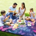 thumbnail image 4 of Butterflies Purple Beach Blanket Outdoor Picnic Blanket 78"x 78" Waterproof Foldable for Beach Camping Travel Hiking Grass Lawn Park, 4 of 5