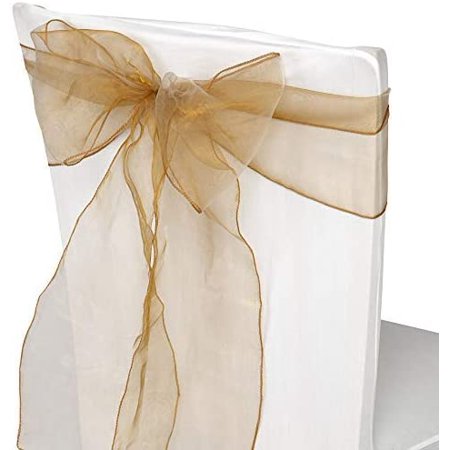 

Trimming Shop 17x280cm Organza Chair Sashes Antique Gold Fuller Bows for Event Decoration 75pcs