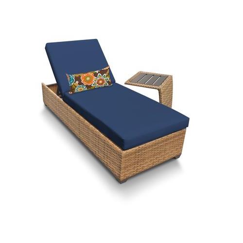 LAGUNA-1x-ST-NAVY Laguna Chaise Outdoor Wicker Patio Furniture With Side Table with 2 Covers: Wheat and Navy - image 2 of 2