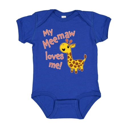 

Inktastic My Meemaw Loves Me- Cute Giraffe Boys or Girls Baby Bodysuit