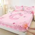 thumbnail image 3 of Castle Fairy Alphabet Rose 3pcs Twin Sheet Sets,Flower Butterfly Twin Fitted Sheet,Polka Dots Breathable Flat Sheet,Lightweight Initial Room Decor, 3 of 7