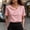 Pink, variant on SEMPAI Short Sleeve Shirts for Women Solid Color Waffle Cowl Neck Casual Spring Summer Blouse Trendy Comfy Tshirt
