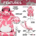 thumbnail image 3 of Techni Sport TS85 Pink Cow Series Gaming Chair with Memory Foam Seat RTA-TS85-PNK, 3 of 10