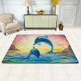 thumbnail image 2 of SKYSONIC 36x24in Lovely Bottlenose Dolphins Area Rug, Colorful Sea Sunrise Non-Slip Floor Carpet for Indoor Living Dining Room Bedroom, 2 of 7