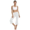 thumbnail image 4 of BALEAF Women Flare Capri Leggings with Pockets Yoga Pants Bootcut Casual Cotton Work Summer Lounge 21" White M, 4 of 6
