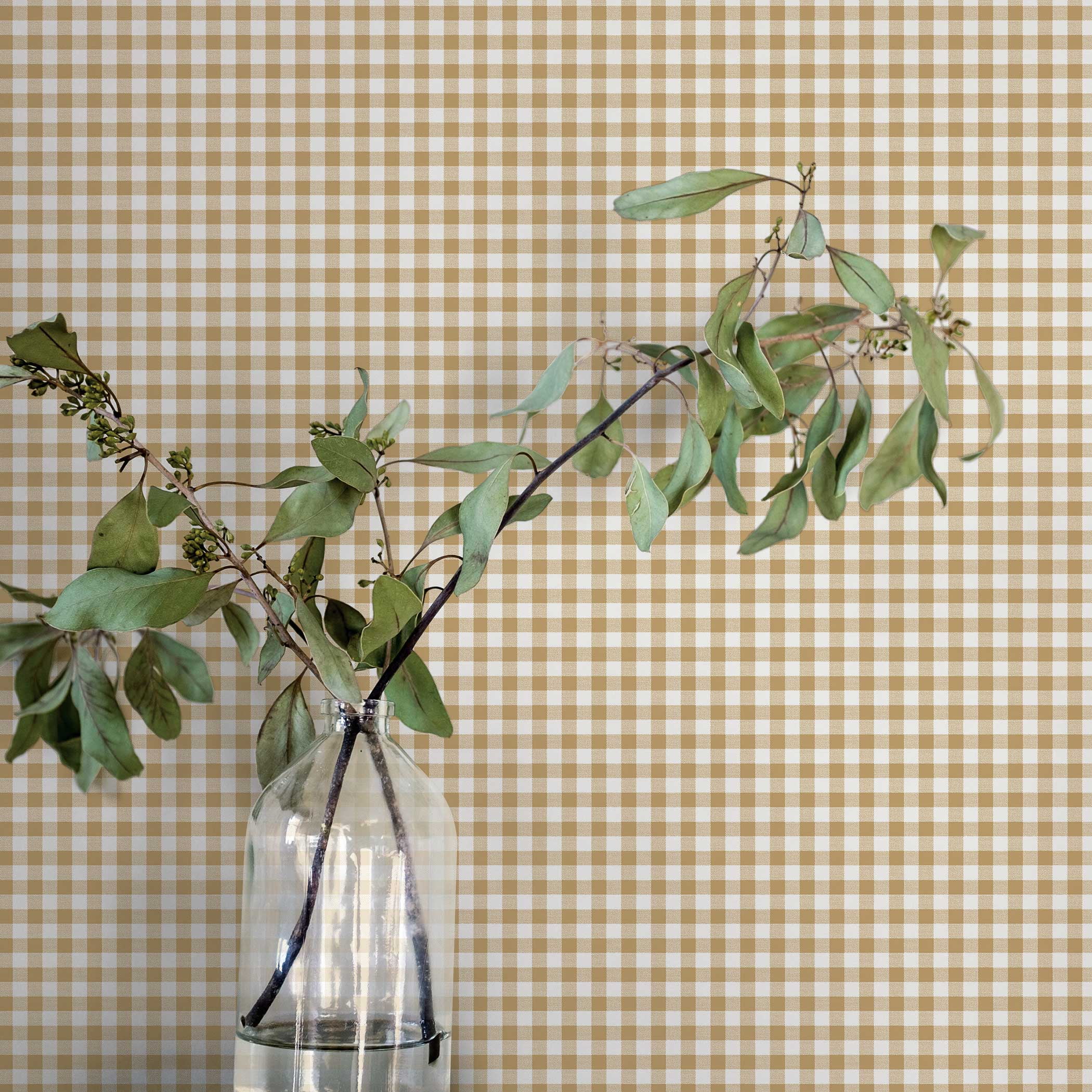 Tempaper Gingham Check Golden Saffron Removable Peel and Stick Wallpaper, 20.5" x 16.5'
