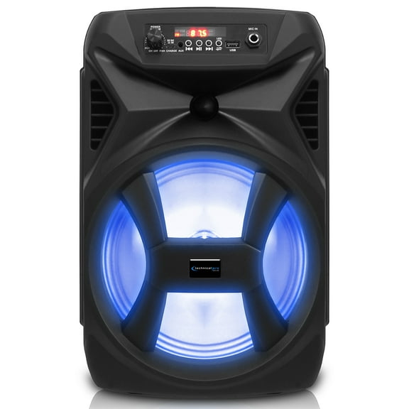 Technical Pro 8" Portable 500 Watts Bluetooth Speaker with Woofer and Tweeter, Festival PA LED Speaker, USB Card Input & True Wireless Stereo